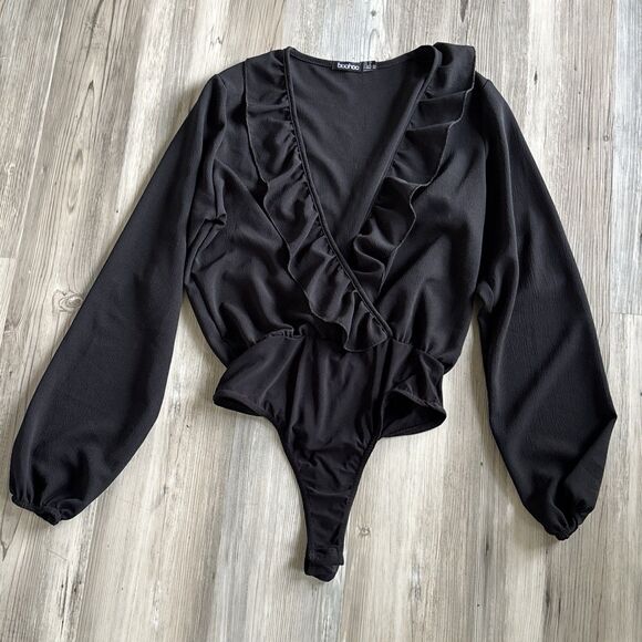 Boohoo Ruffle Top Bodysuit Size 6 - Picture 3 of 8